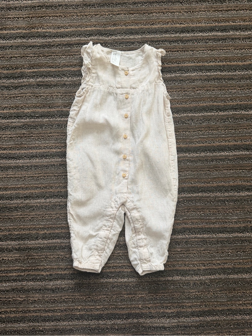 H&M Cream Sleeveless Button Front One-Piece